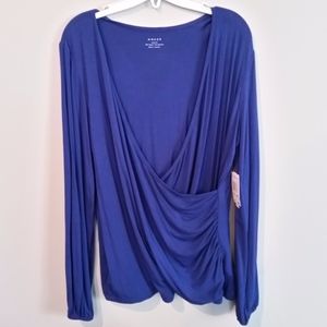 Royal Blue Surplice Top Size 0X